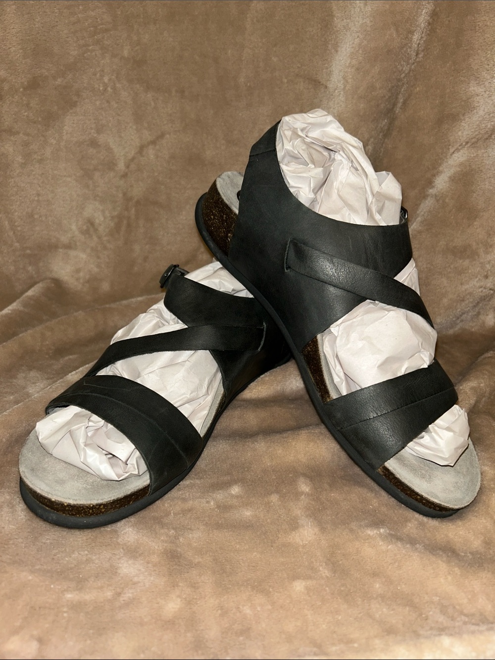 Abeo Brittany Leather Strappy Cork Biosystem Comfy Sandals 8.5 Bohemian Comfy